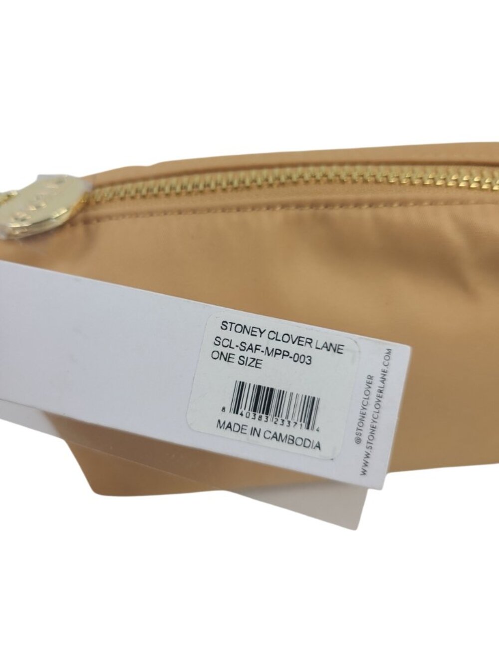 NEW Stoney Clover Lane Small Beige Nylon Pouch With Leopard Print Gold Zipper - Picture 2 of 7